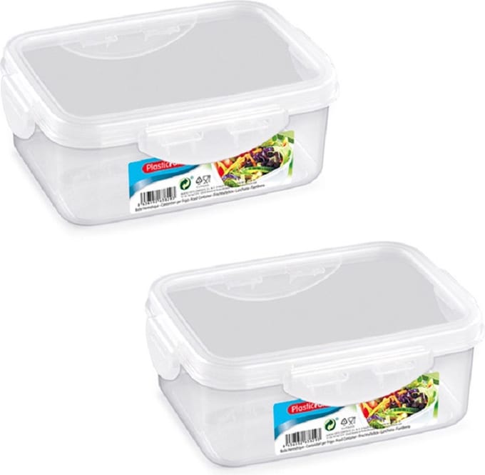 PlasticForte Vershoudbakje - 4x stuks - voor vriezer en magnetron - 600 ml - kunststof