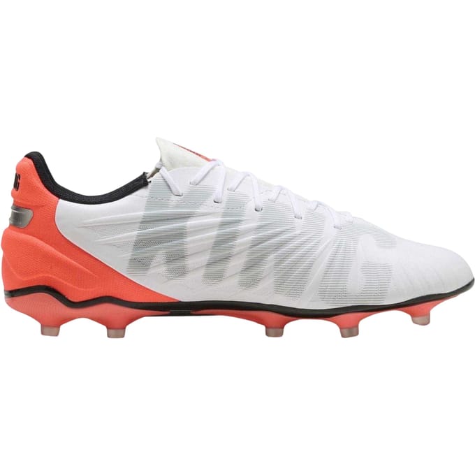 Puma Heren King Match Stevige Grond Voetbalschoenen (Wit, Rood)