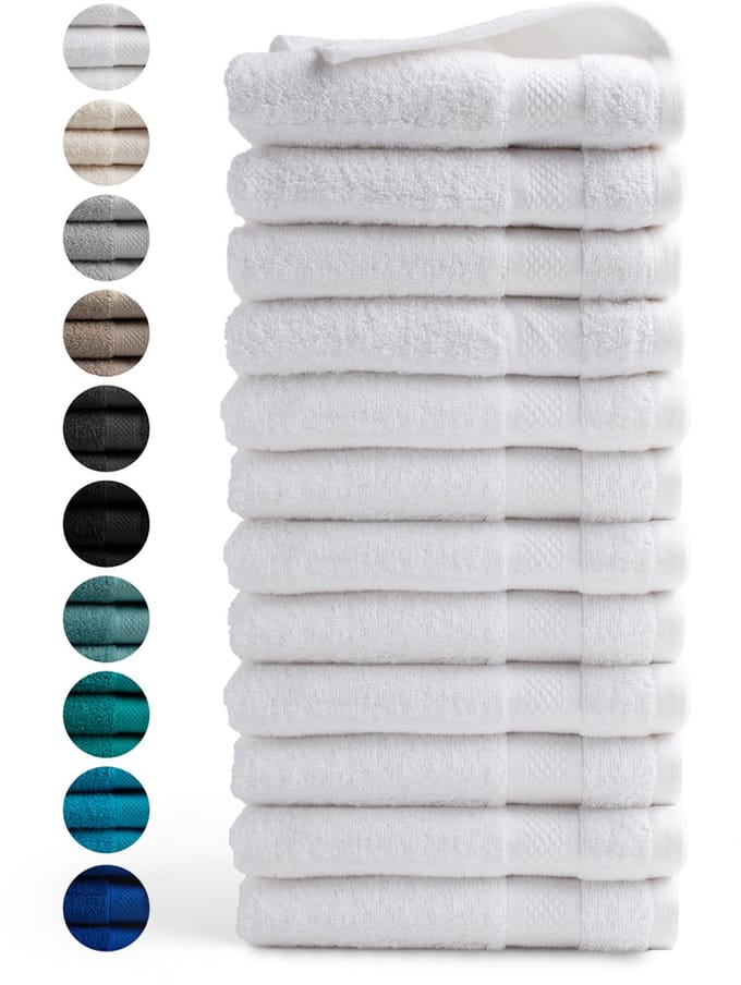 DoubleDry Handdoeken 50 x 100 - set van 12 - Hotel kwaliteit 500 g/m2 - 12x Wit