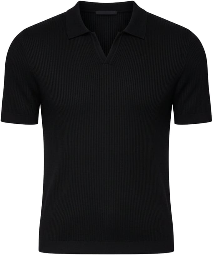 OMBRE Polo - Slim Fit - Viscose - Korte Mouw Zwart S