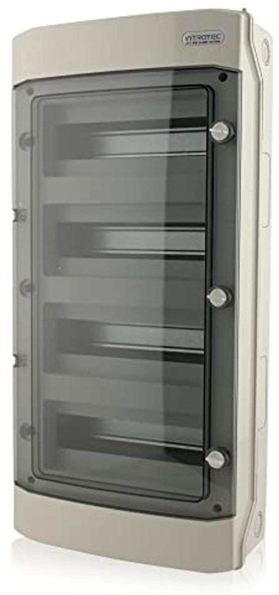 Waterdichte verdeelkast voor buiten - IP65, 4 Rijen, 48 Modules, Grijs