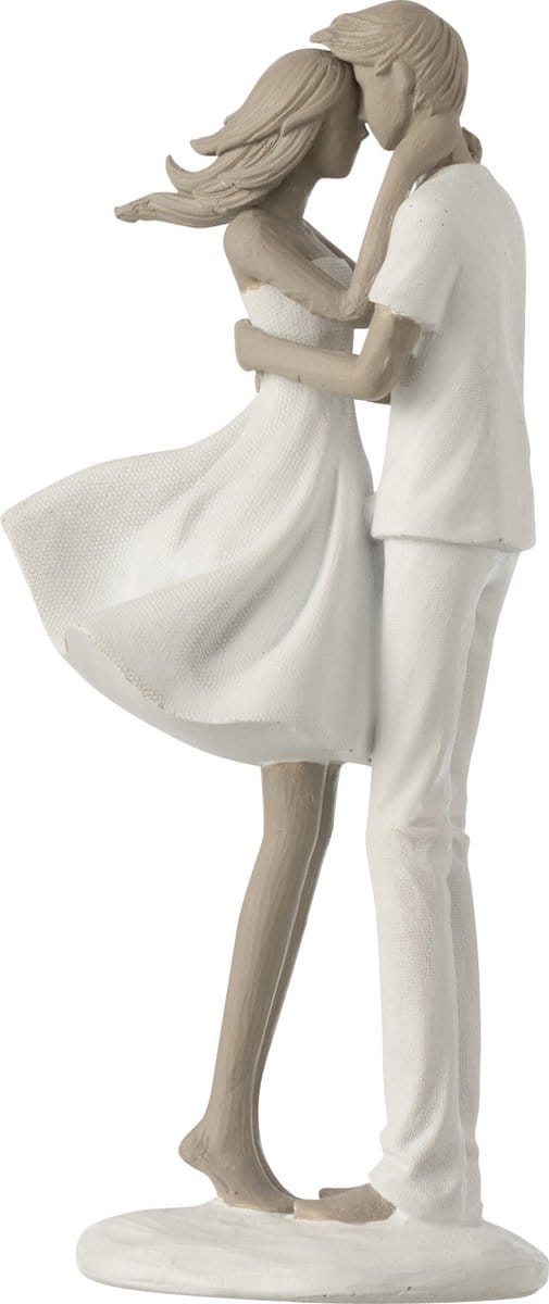 J-Line decoratie Koppel Kussend - polyresin - wit/taupe