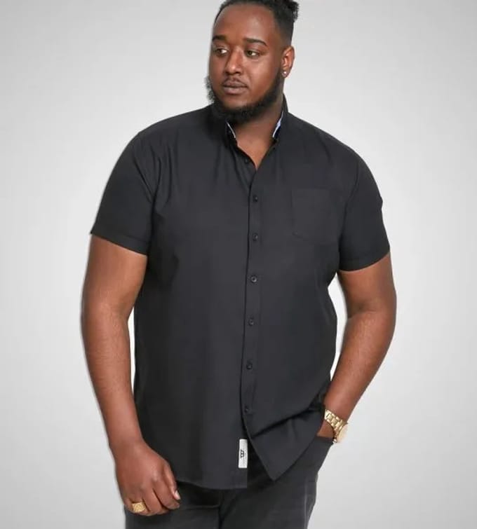 DUKE 555 JAMES OVERHEMD KORTE MOUW ZWART BIG SIZE MAAT 2XL