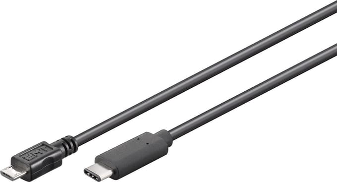 Transmedia USB-C naar USB Micro B kabel - USB2.0 / zwart - 1,8 meter
