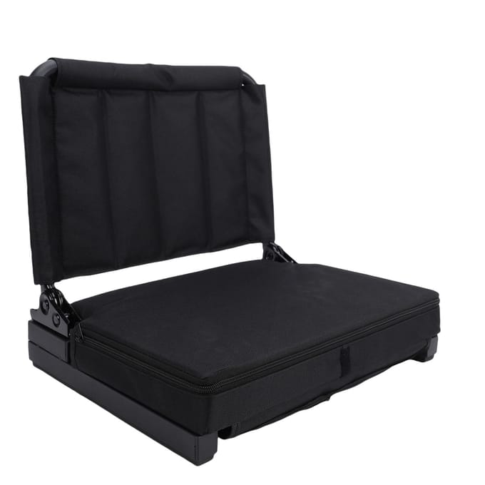 , opvouwbare, draagbare stadionstoel met ergonomische lendensteun, 5   hoeken, snelle opvouwing, draagriem, ijzer en black
