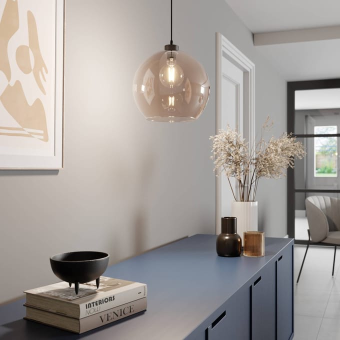 TK Lighting Hanglamp Cubus, amber, glas, Ø 30 cm, E27