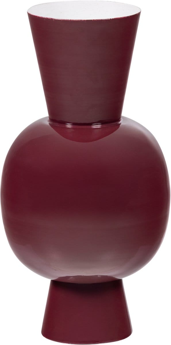 WOOOD Auri Vaas 20 CM - Metaal - Hoogglans Wijnrood - 38x20x20