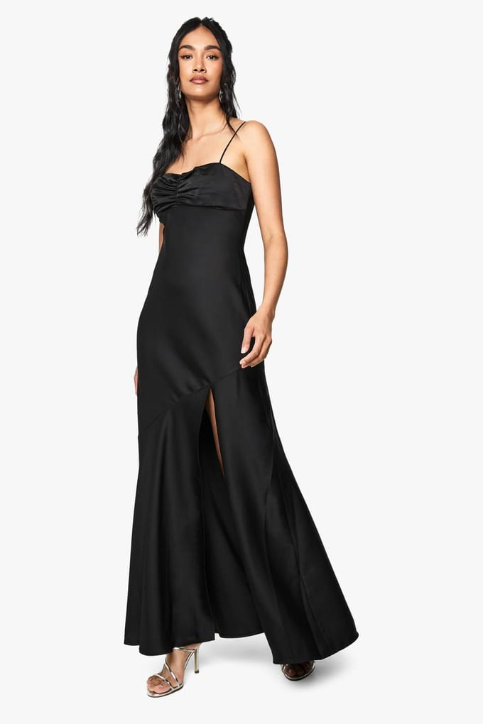 boohoo Dames Satijn Maxi Jurk | Black | Maat: 8