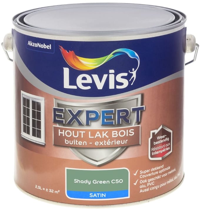 Levis - Expert Hout Lak Buiten Satin Mix - Shady Green C50 - Mengverf - 2,5 L