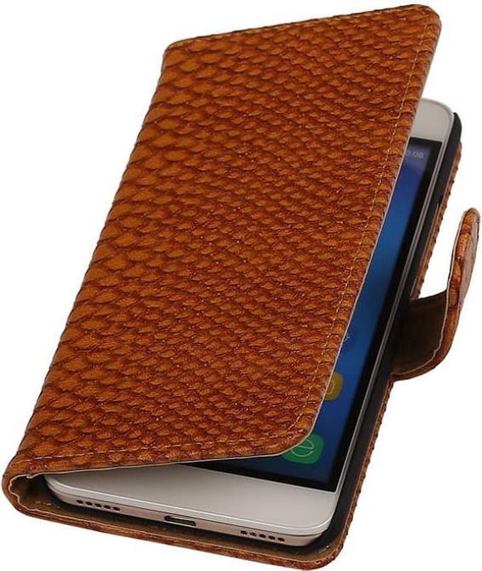 Snake Bookstyle Wallet Case Hoesje - Geschikt voor Huawei Honor 4 A / Y6 Bruin