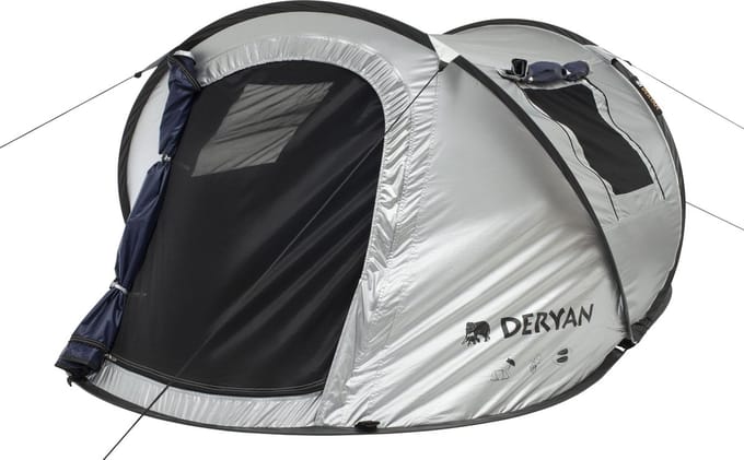 Deryan Dome Pop Up Tent - 2 pers. - 2000MM Waterkolom - UV50+ - Zilver