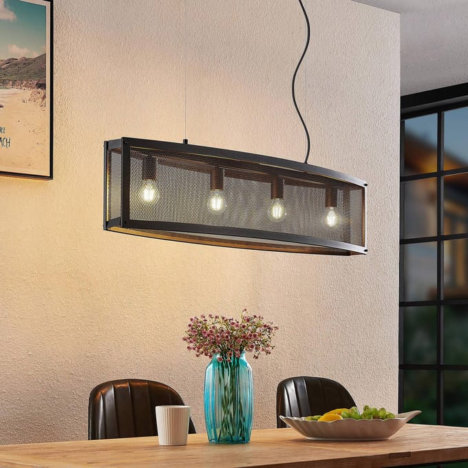 Lindby - hanglamp - 4lichts - Staal - H: 25 cm - E27 - zwart