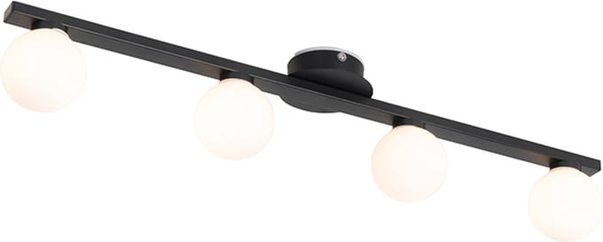 QAZQA cederic - Moderne Plafondlamp - 4 lichts - L 680 mm - Zwart - Buitenverlichting