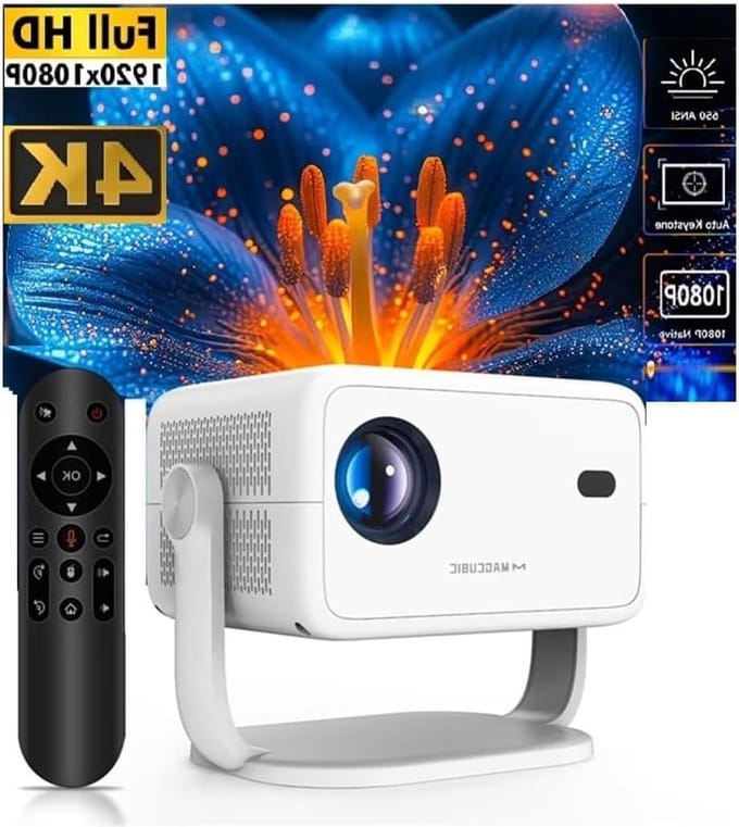 Draagbare Beamer - Full HD Projector - Thuisbioscoop Creëren - Automatische Trapeziumcorrectie - Native 1080p - Wit