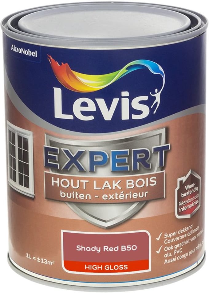 Levis - Expert Hout Lak Buiten High Gloss Mix - Shady Red B50 - Mengverf - 1 L