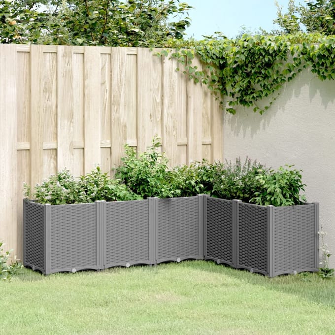 vidaXL - Plantenbak - 160x120x53 - cm - polypropeen - lichtgrijs