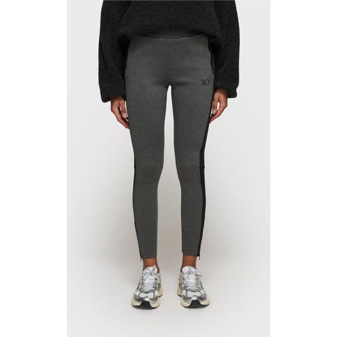 10DAYS Easy Fitted Pants Scuba Contrast Antra Melee Maat: S | Leggings Outlet | Dames | Grijs