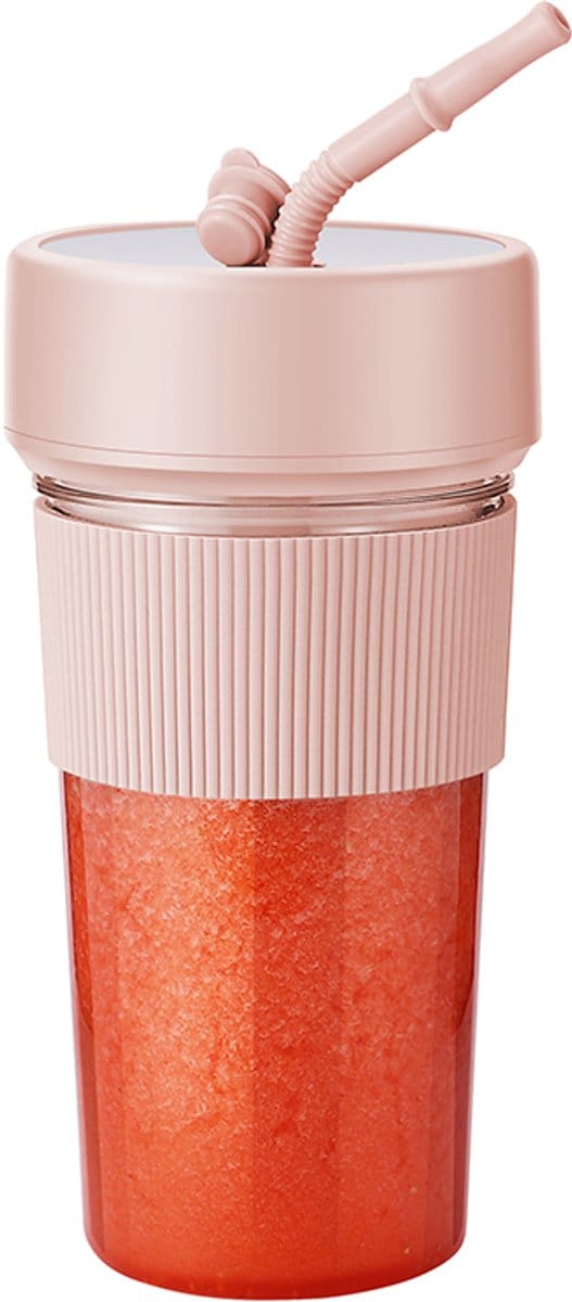 Draagbare Blender Cup 350 ml – JuiceCap met Rietje – USB-C Oplaadbaar – Mini Smoothie Maker voor Onderweg