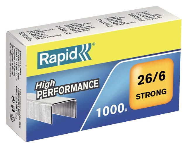 Rapid nietjes gegalvaniseerd 26/6 strong 1000 stuks