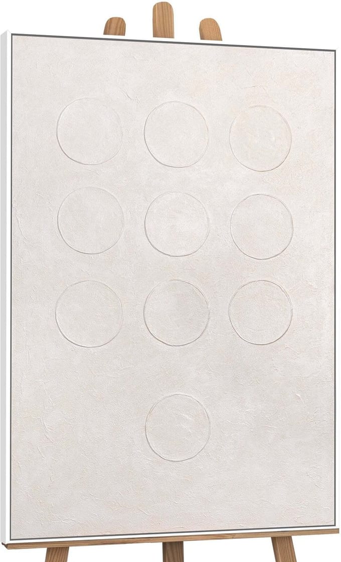 Canvas schilderij 140x100 cm handgeschilderd witte code – YS-Art Gallery – Lijst: Wit – Luxe wanddecoratie
