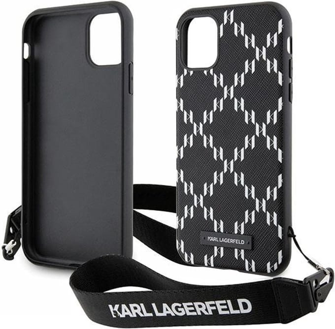 Karl - Lagerfeld - KLHCN61SAKLMBSK hoesje voor iPhone - 11 / Xr - zwart - Monogram - Losange - Saffiano