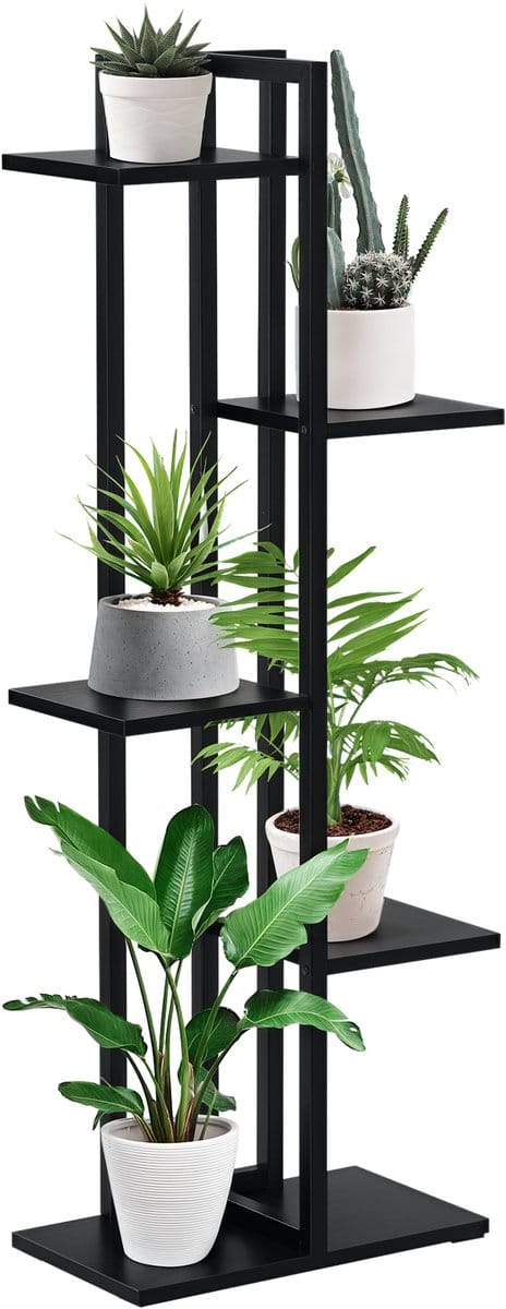 Outsunny bloemenstandaard van MDF, 40x22x113 cm, zwart.