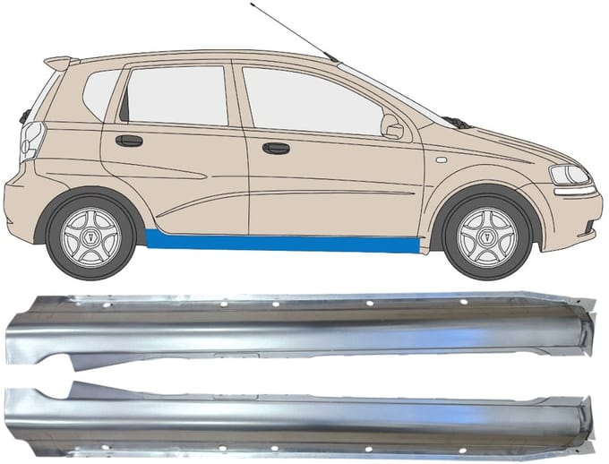 Volledige dorpel voor Chevrolet Aveo 2003-2006 / Links + Rechts / HATCHBACK