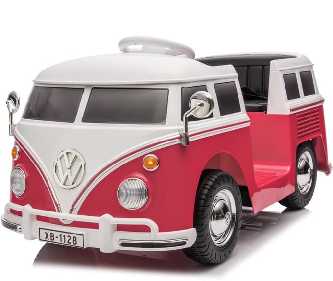 Volkswagen T-1 busje 12V kinderauto Roze