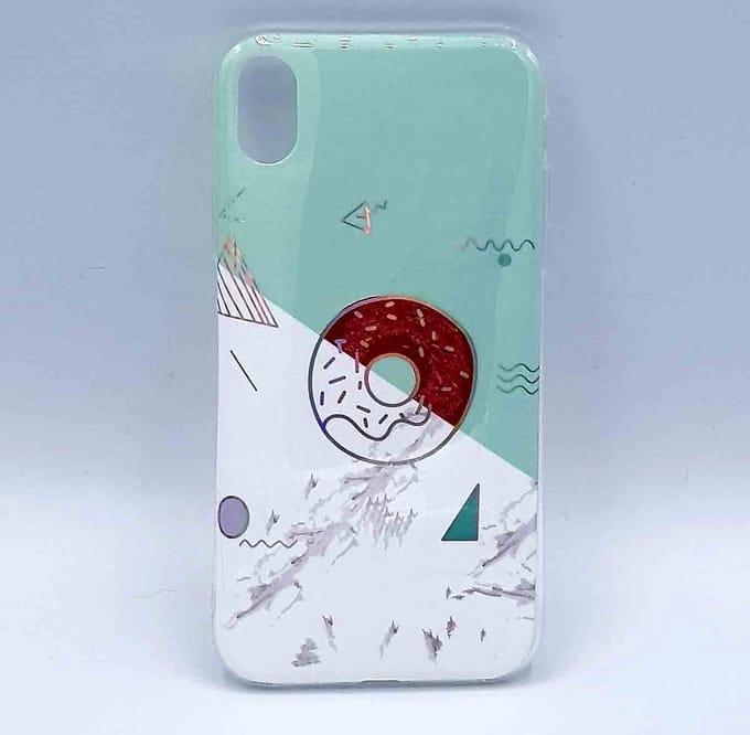 Geschikt voor iPhone XR – hoesje – donut on marble – groen