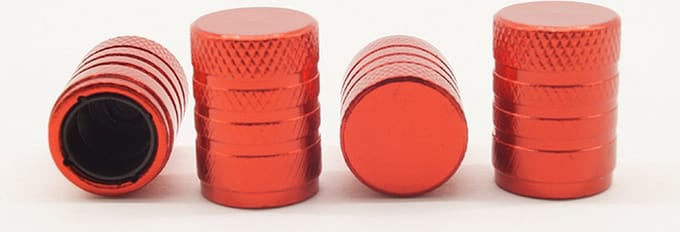 Schrader (auto) ventiel - Rood aluminium - kunststof kern - grip