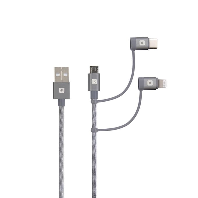 Skross USB-kabel USB 2.0 USB-A stekker 0.30 m Space grijs Rond, Flexibel, Stoffen mantel SKCA00133-130CN