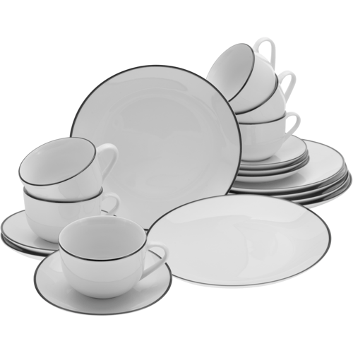 CREATABLE Serviesset Luna Black Line (18-delig koffieservies)