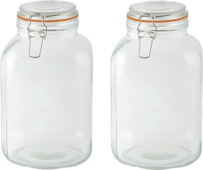 Esschert Design Weckpot - 2x - 3L - glas - D15 x 24 cm - voorraadpot - beugelsluiting