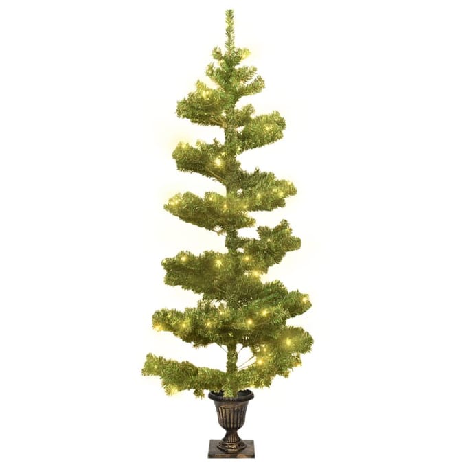 vidaXL - Kunstkerstboom - met - verlichting - en - pot - 120 - cm - PVC - groen
