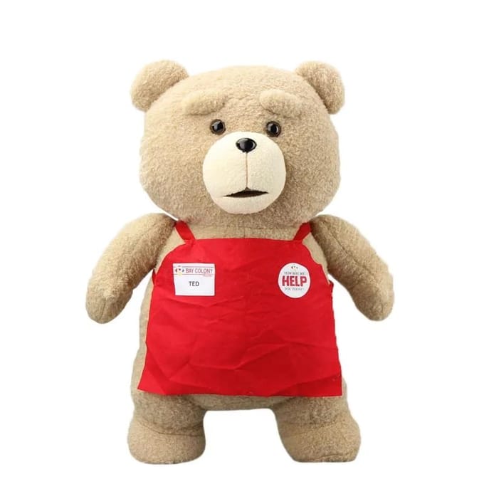 46cm TED Pluche Film Teddybeer Zacht Knuffeldier Pluche Pop Speelgoed Met Schort Kindercadeau wit