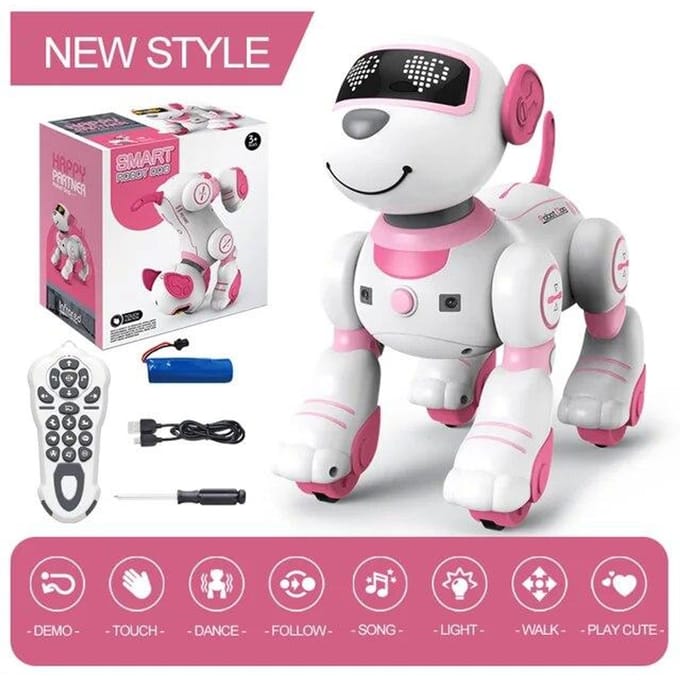 Animaux électroniques intelligents RC Robot chien voix télécommande jouets drôle chant danse Robot chiot Programmable éducation cadeau rose