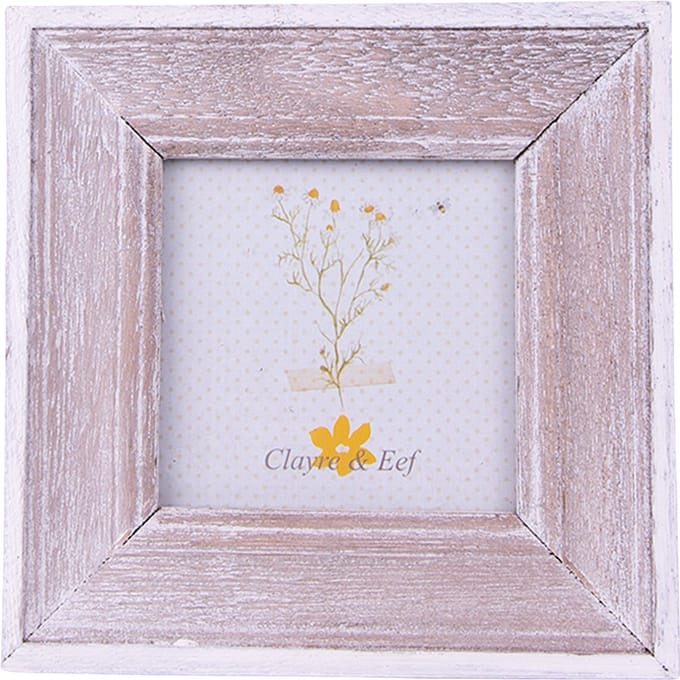 Clayre & Eef Fotolijst 7x7 cm Bruin Wit Hout Vierkant Fotokader