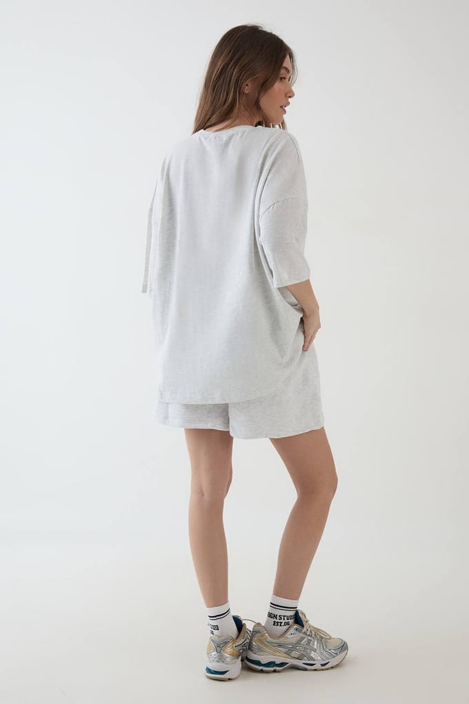 Dames Dsgn Studio Script Oversized T-shirt | Ash Grey | Maat: XL