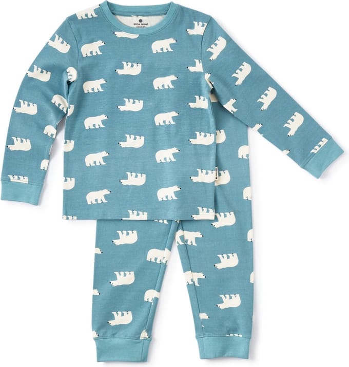 Little Label Pyjama Jongens - Maat 92 - Blauw, Wit - Zachte BIO Katoen