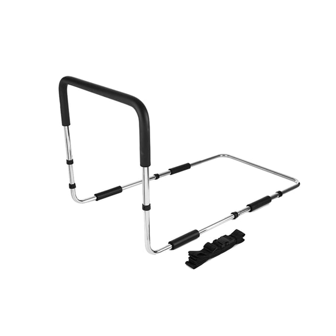 Carevas – barrière de lit à main réglable en hauteur, pour personnes âgées, avec sangle d'ancrage, lit plaqué en fer black