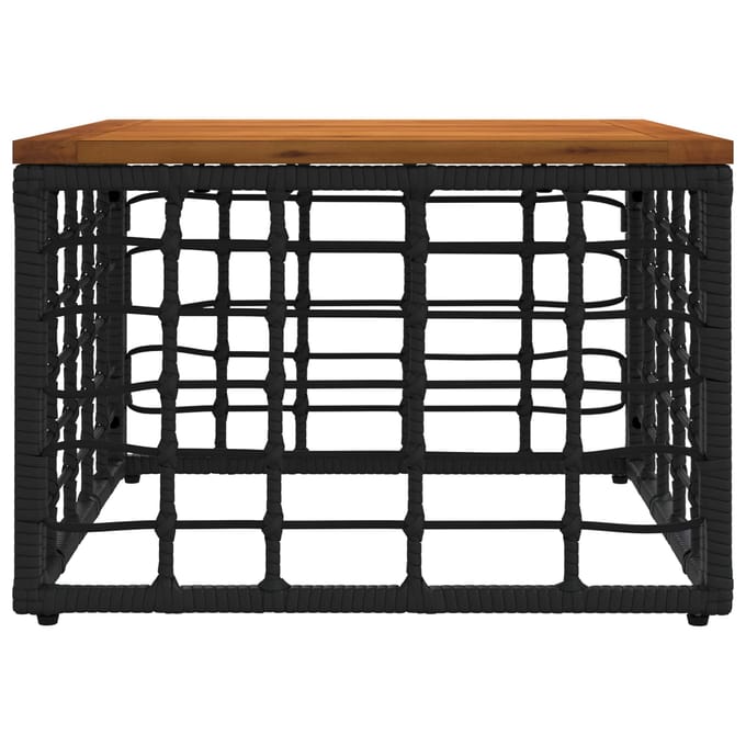 vidaXL - Tuin - Tafel - Zwart - en - natuurlijk - 55 - x - 55 - x - 37 - cm - PE - Riet - en - Glas