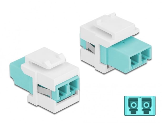 Delock Keystone Module LC Duplex female to LC Duplex female aqua / white