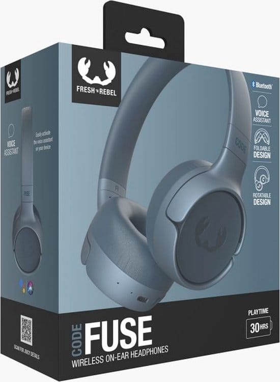Fresh ‘n Rebel Code Fuse – Draadloze on-ear koptelefoon - Bluetooth - 30 uur Speeltijd - Blauw - Dive Blue