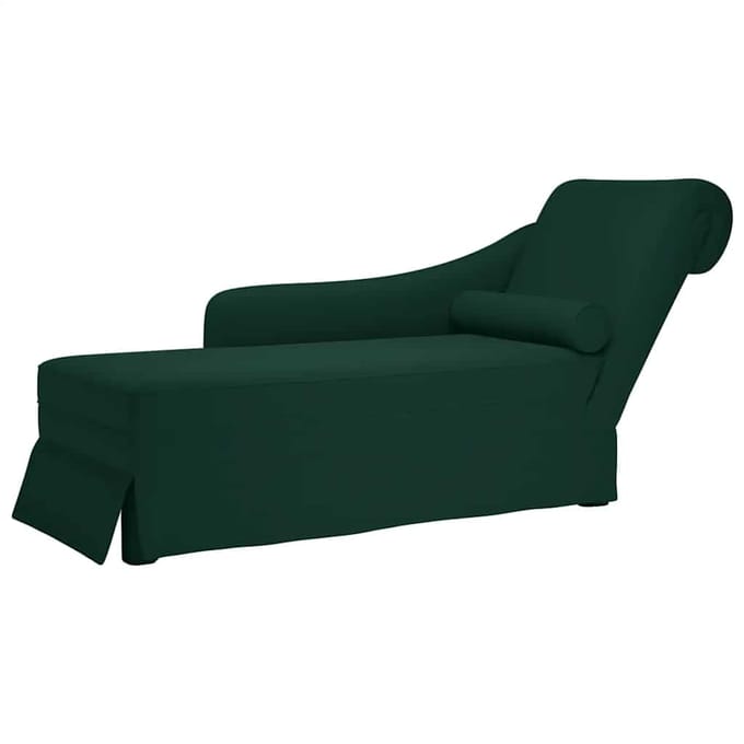 vidaXL - Chaise - longue - met - bolster&rechterarmleuning - fluweel - donkergroen