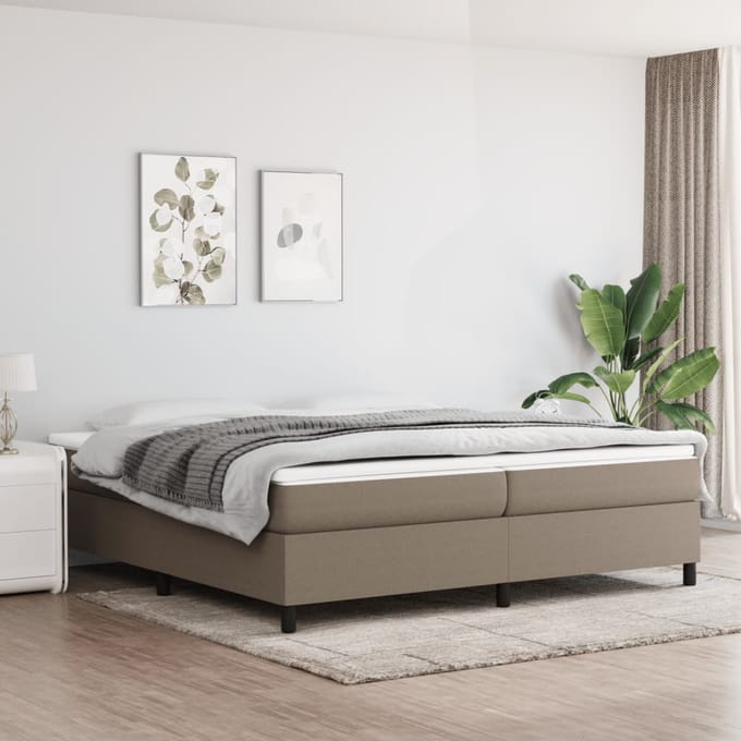 vidaXL - Boxspring - bed - stof - taupe - 200x200 - cm