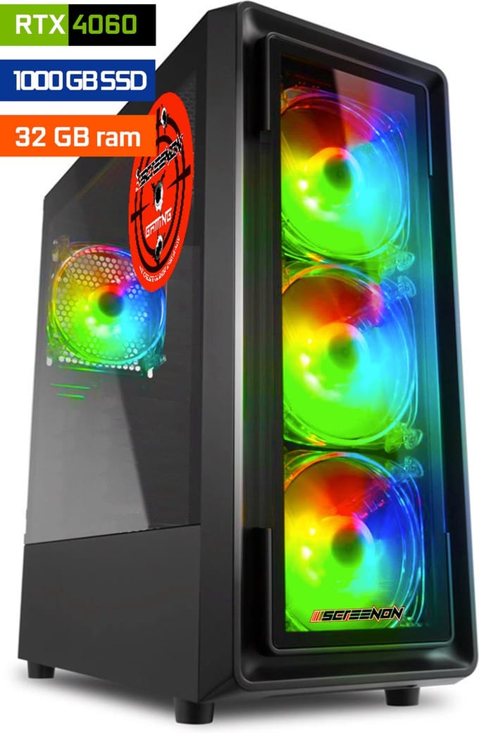 ScreenON - Game Computer / Gaming PC - Ryzen 7 - 1TB M.2 SSD - 32GB RAM - RTX 4060 - Game PC TX46280 - Windows 11