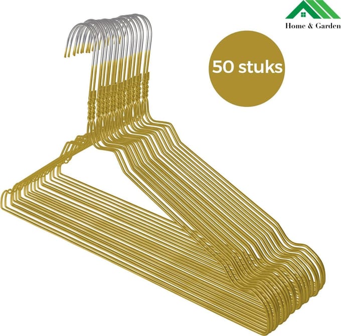 Home&Garden - kledinghanger - Draadhanger - Goud - 50 stuks - Ruimtebesparend