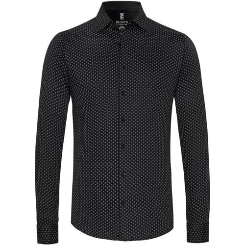Desoto Overhemd Dotted Pattern Navy / male
