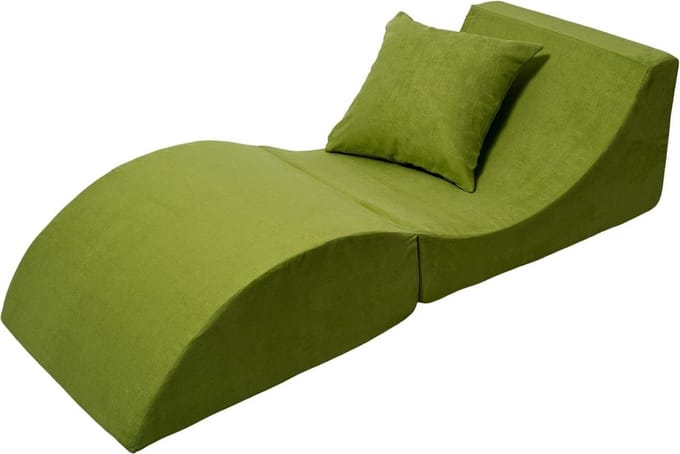 Comfortabele Groene Vouwbank met Multifunctioneel Poef en Tafel