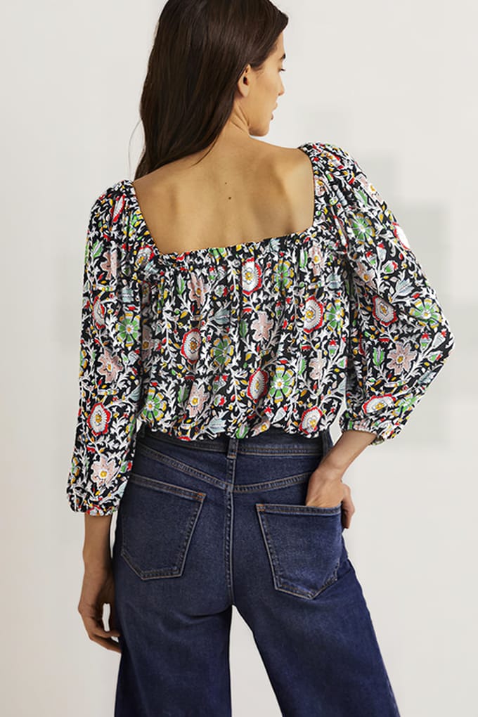 Boden Square Neck Swing Jersey Top Chk Maat: 8 | Blouses Outlet | Dames